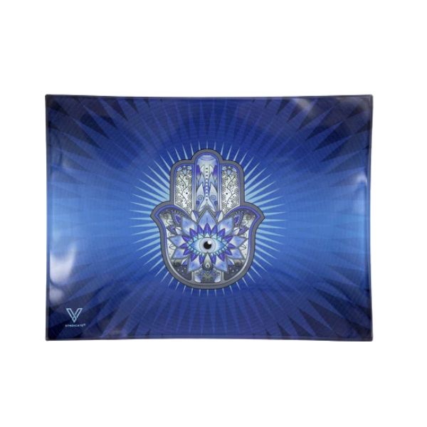 Vsyndicate Survivor Glass Rollin' Trays / Small / Hamsa Blue